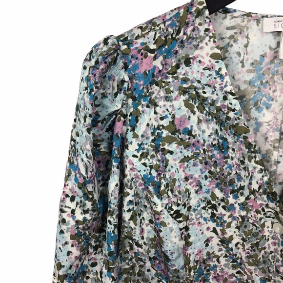 Nordstrom Signature Button Front Stretch Silk Ivory Floral Shift Dress Women's 2 - Picture 4 of 7